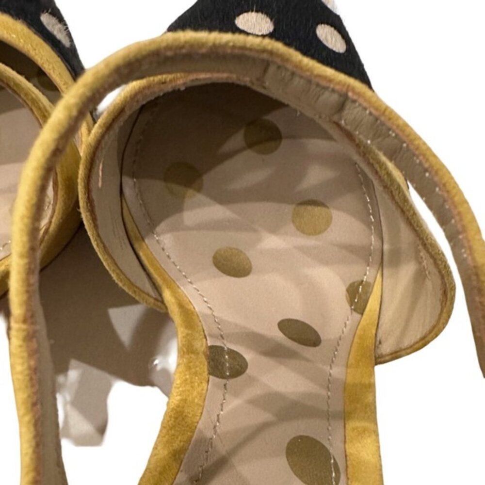 Boden Tisha Polka Dot Cow Hide and Yellow Suede Strappy Heels - Size 8.5 - Picture 13 of 16